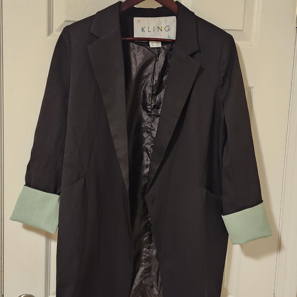 Kling Black Blazer with Mint Accents
